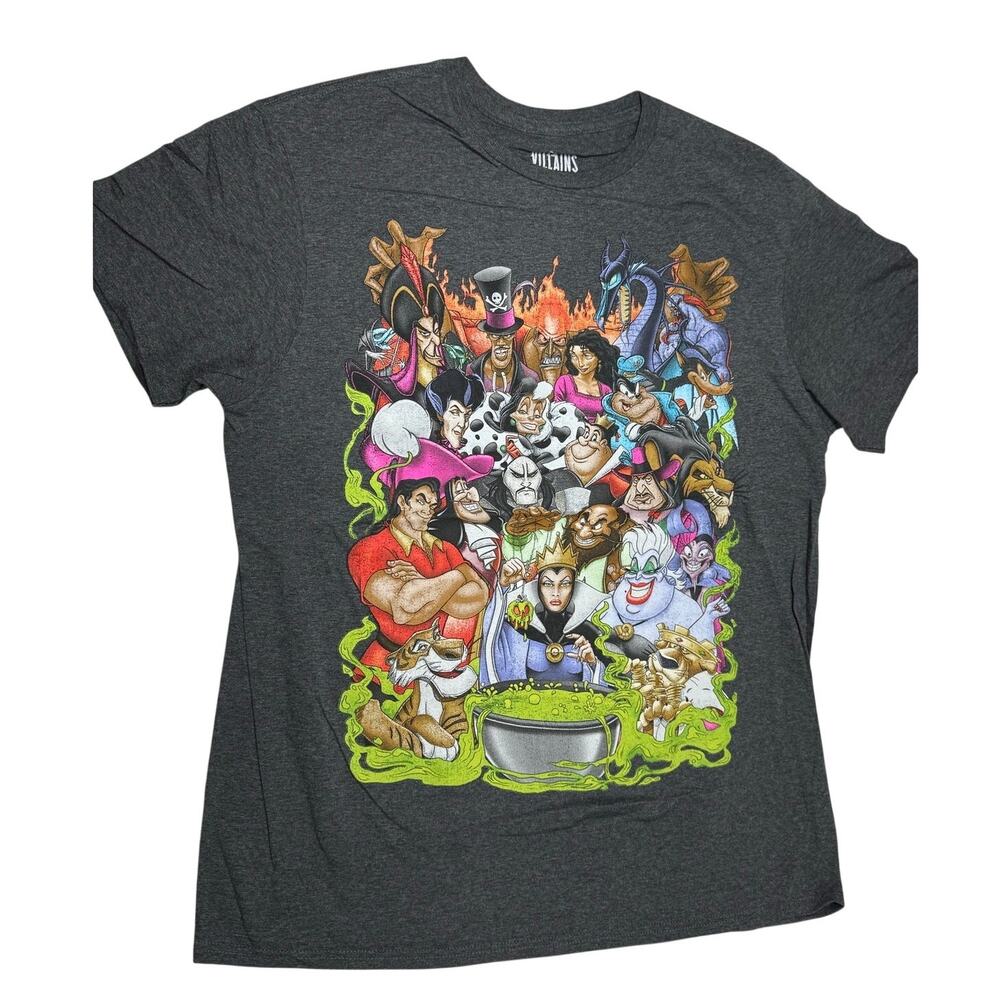 Disney Villains Gray Shirt Size Large Ursula Gaston Captain Hook Womens
